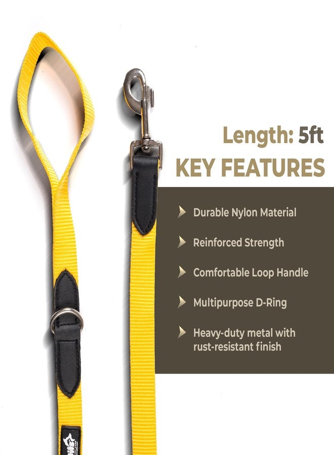ADIL'S Adil’s 5FT Adjustable Nylon Dog Leash with Soft Leather Handle - Durable Long Lead with 360° Swivel Hook - Strong, Tangle-Free Leash for Walking & Training Small, Medium & Large Dogs (Yellow) - Image 4
